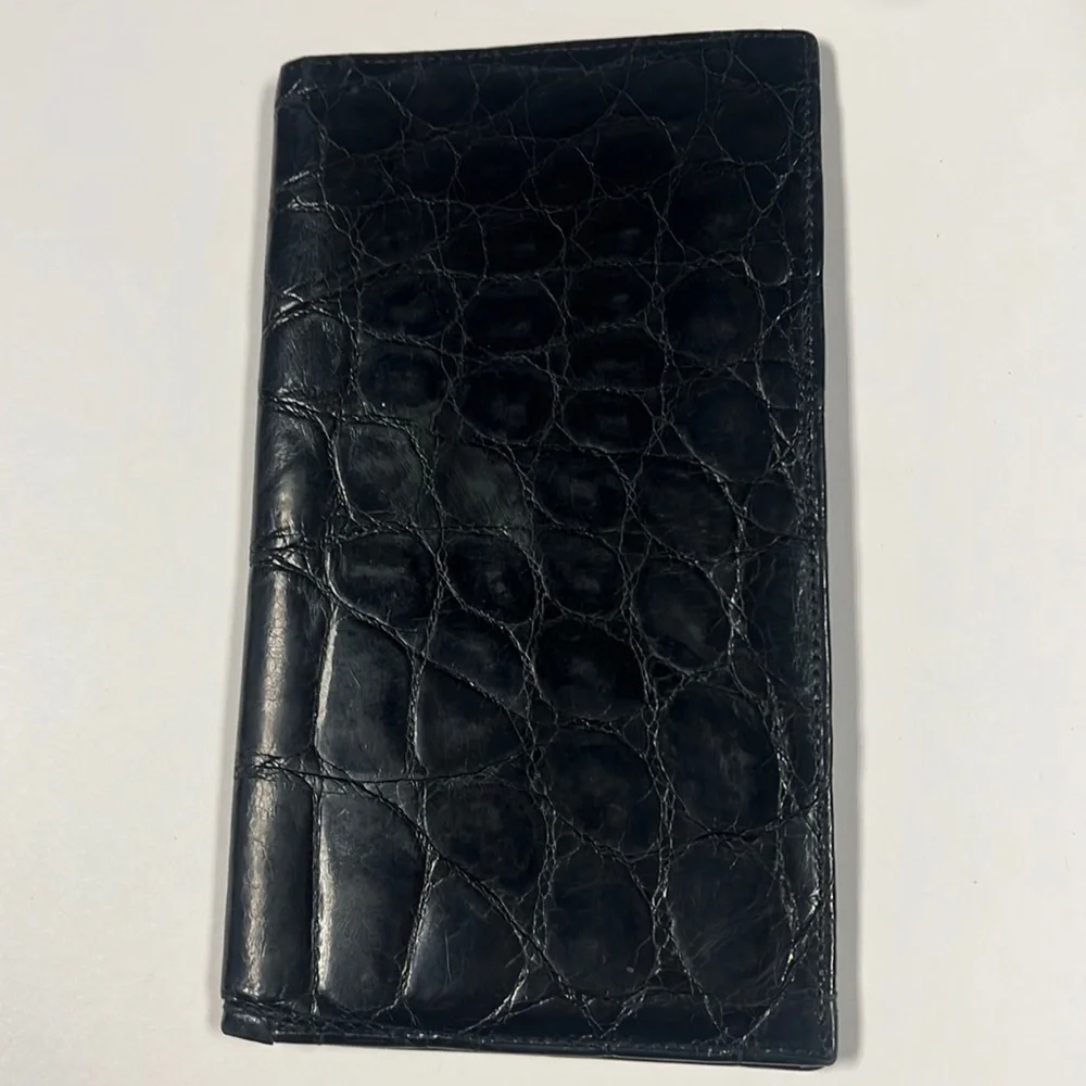 Genuine Alligator Skin Bifold Leather Long Wallet